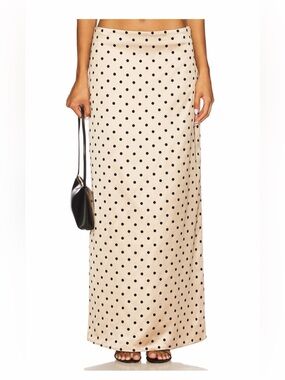 Polka Dot Maxi Skirt in Beige and Black